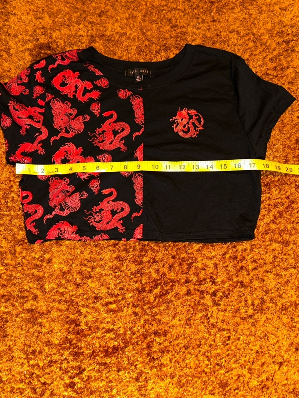 Black & Red Dragon Split Crop Tee - Picture 3 of 7